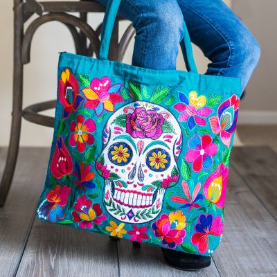 Sugar Skull Skeleton Embroidered Tote Bag New Arrivals