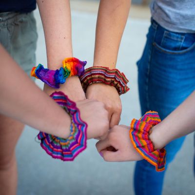 Fair Trade Handmade Guatemalan Rainbow Scrunchie