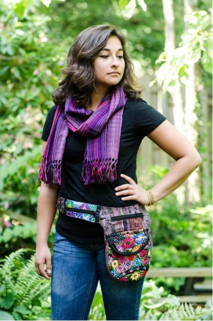 Recycled Upcycled Hipster Pack Crossbody Fair Trade Ethical Purse Handbag Fanny Pack Huipil Florals Sustainable