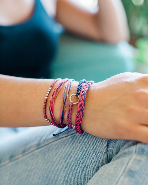 String Bracelet Set Handmade Fair Trade Accessories Ethically Made pink blue