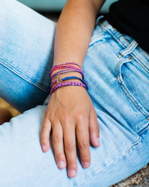 String Bracelet Set Handmade Fair Trade Accessories Ethically Made pink blue