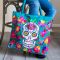 skeleton embroidered tote bag fair trade sugar skull