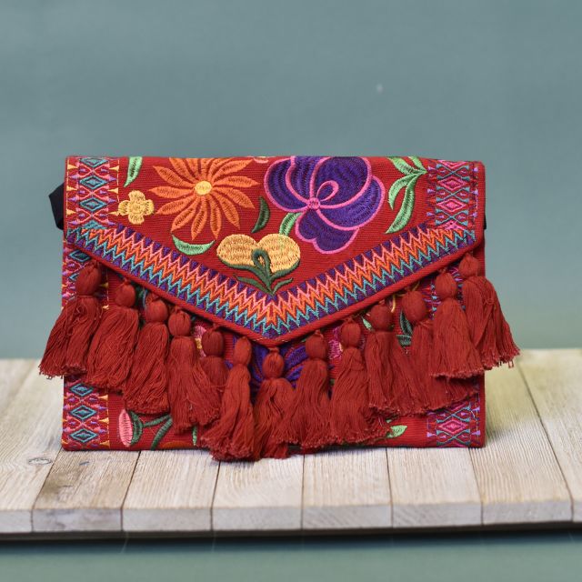 Fiesta Tassle Clutch Handmade in Guatemala