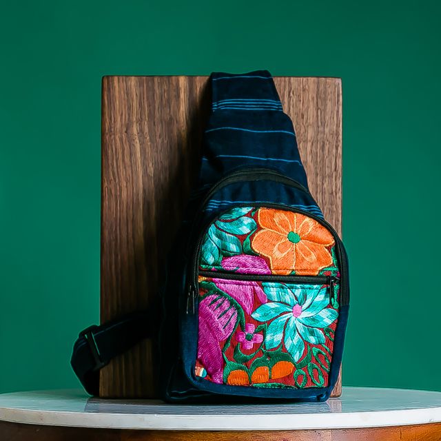 floral crossbody backpack embroidered guatemalan fair trade