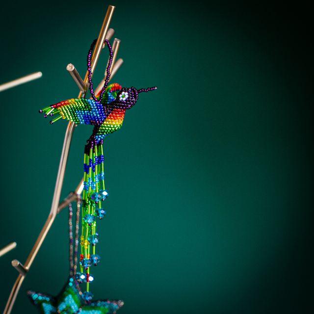 hummingbird large beaded ornament fair trade guatemalan