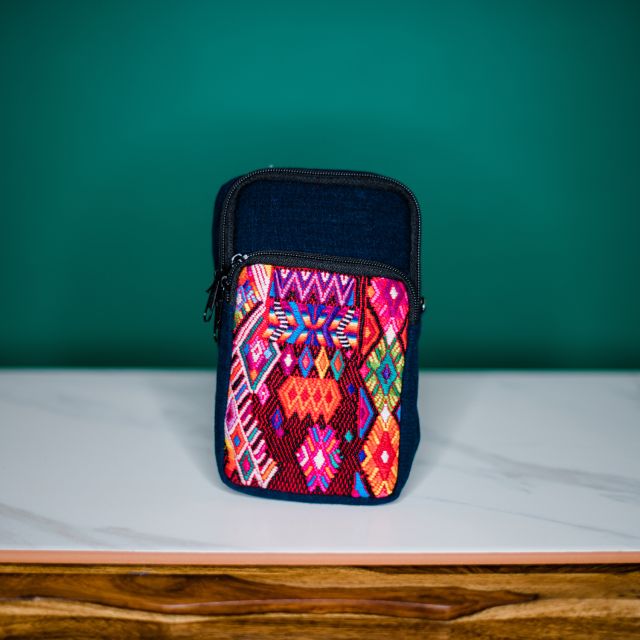 Belt loop traveler pouch crossbody fair trade handmade cotton purse guatemnalan