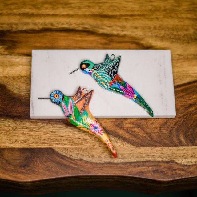 Ceramic Hummingbird Ornament Hand Painted Handmade Fair Trade Guatemalan