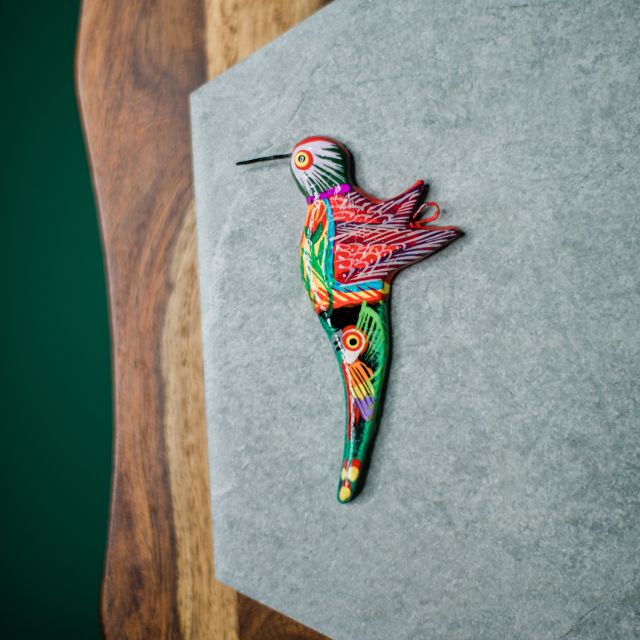 Ceramic Hummingbird Ornament Hand Painted Handmade Fair Trade Guatemalan