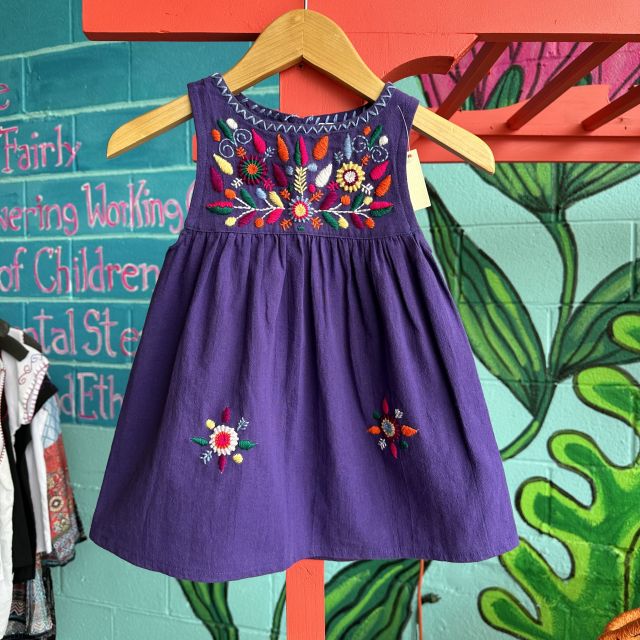 Purple Girl s Sleeveless Embroidered Dress New Arrivals Handmade Guatemalan Imports