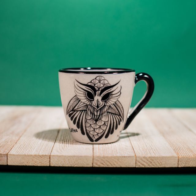 owl coffee cup buho mug guatemalan ceramics fair trade handmade