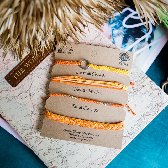 Gautemalan String Bracelets Handmade Fair Trade Elements Earth Wind Fire Water Accessory