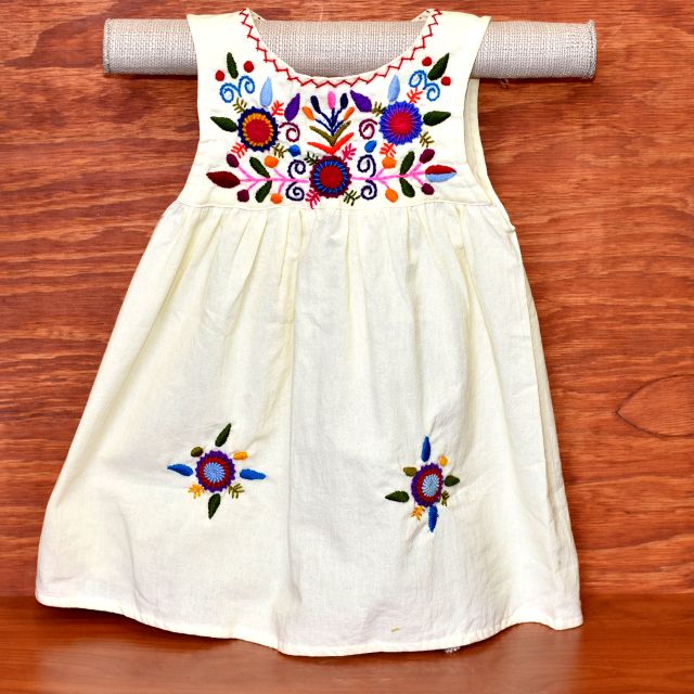 girls embroidered guatemalan floral  dress fair trade 100% cotton kids clothing