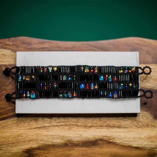 Black Tube Cuff handmade bracelet jewelry Guatemalan fair trade