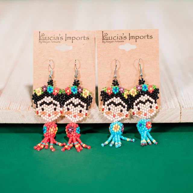 Frida Kahlo Beaded Earrings Fair Trade Accessories Guatemalan