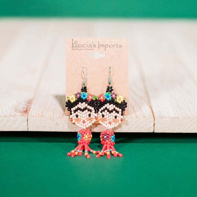 Frida Kahlo Beaded Earrings Fair Trade Accessories Guatemalan