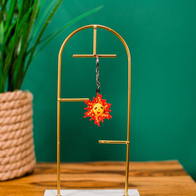 Handmade Beaded Sun Keychain Sol Accessory Backpack Keys