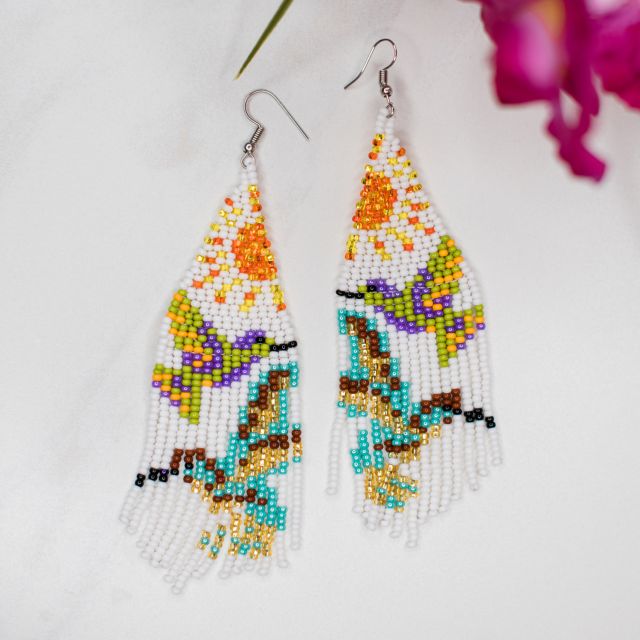 sunrise hummingbird earrings fringe handmade guatemalan fair trade