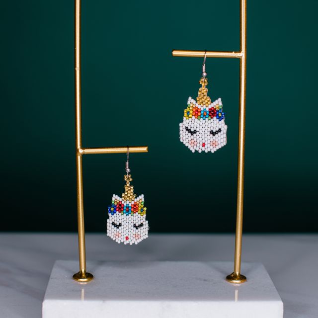 Fair trade hand beaded Unicorn Earrings