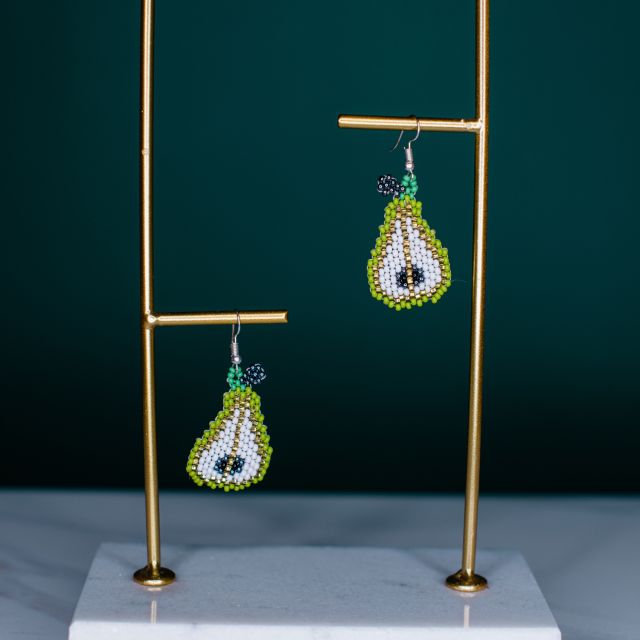 Fair trade hand beaded Pear Earrings