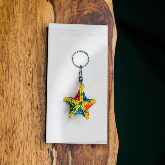 Starfish beaded keychain fair trade accessory