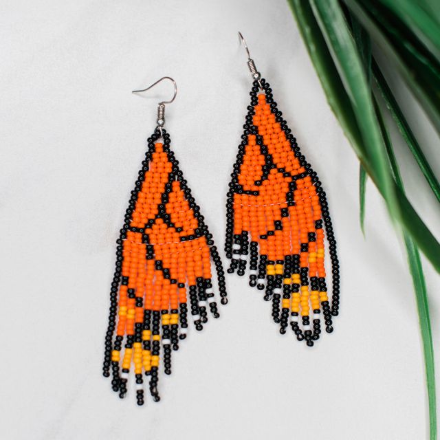 orange butterfly wing earring