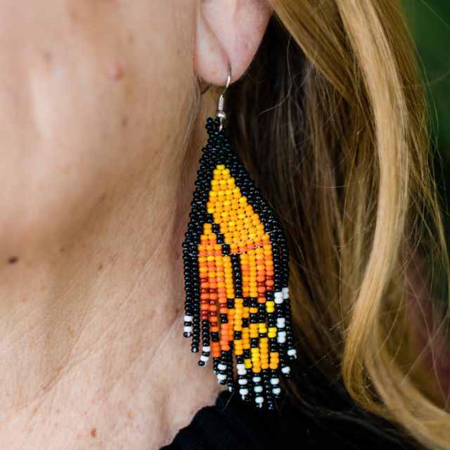 orange butterfly wing earring