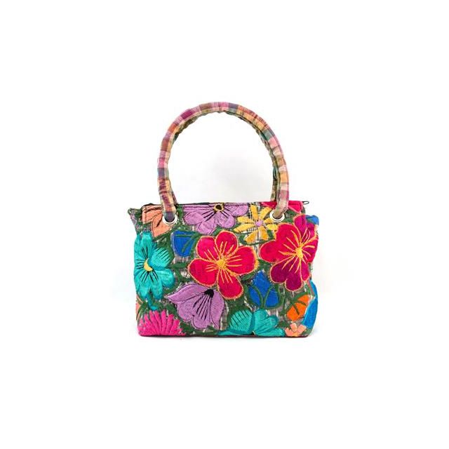 Huipil Purse Handmade Handbag Ethical Style Fair Trade Fashion Bright Purse Florals Guatemalan