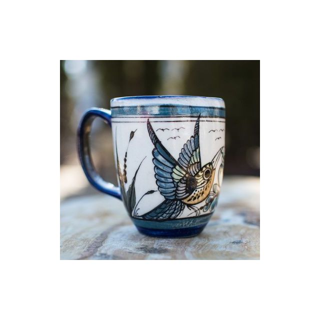 Fair Trade Handmade Guatemalan Ceramic Wild Bird Latte Coffee Cup