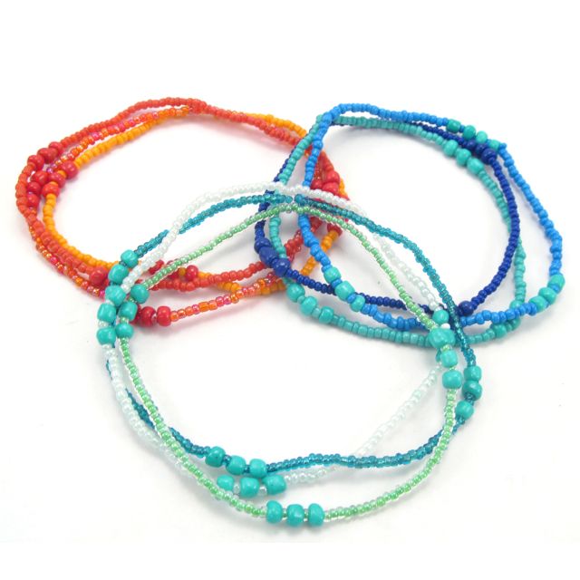 Trio of Hope Anklet in Naranja, Azul, and Verde