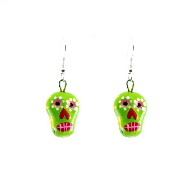 Fair Trade Handmade Guatemalan Skeleton Ceramic Earrings