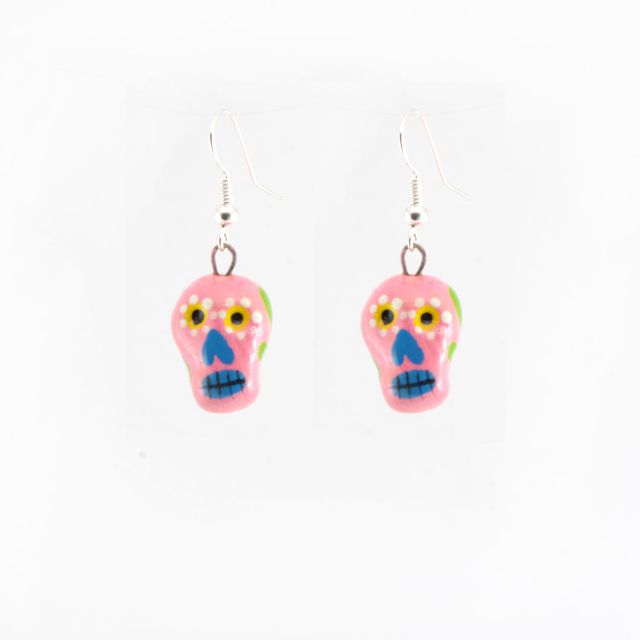 Fair Trade Handmade Guatemalan Skeleton Ceramic Earrings