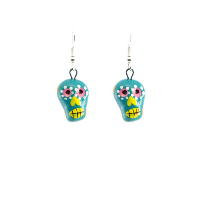 Fair Trade Handmade Guatemalan Skeleton Ceramic Earrings