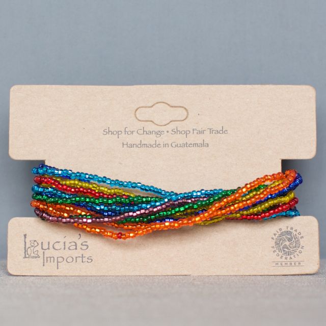 rainbow, pride, fair trade, beaded, guatemala, jewelry, bracelet, handmade