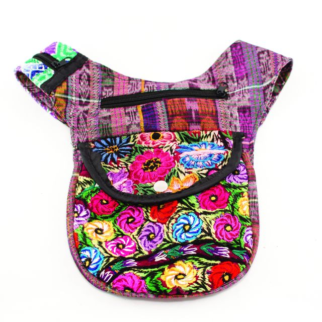 Recycled Upcycled Hipster Pack Crossbody Fair Trade Ethical Purse Handbag Fanny Pack Huipil Florals Sustainable