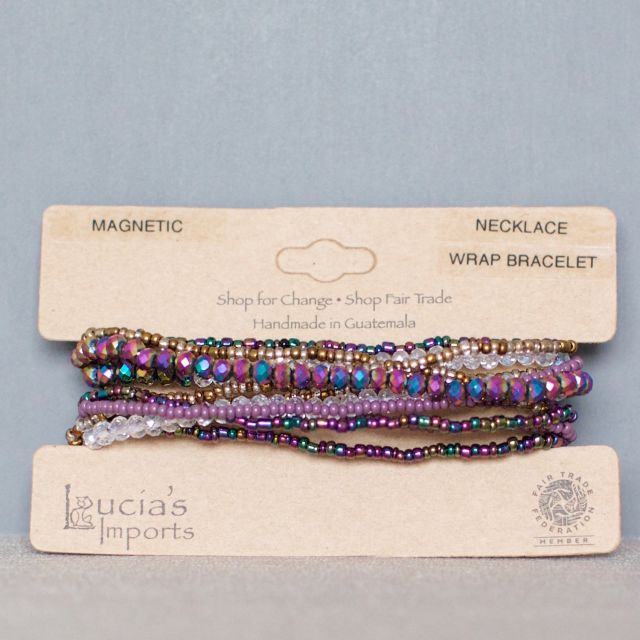 fair trade handmade guatemalan wrap bracelet magnetic Crystals Necklace