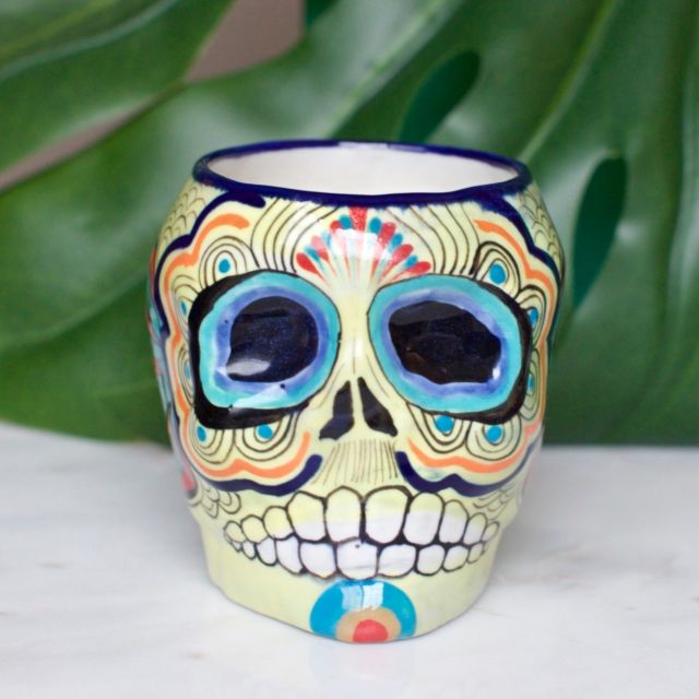 Lucia's Imports Wholesale Handmade Fair Trade Guatemalan Ceramic Sugar Skull Skeleton Mugs