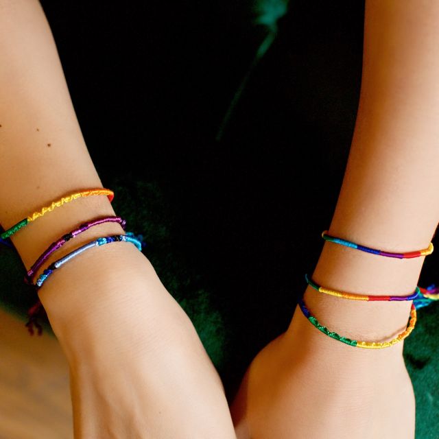 Lucia's Imports Fair Trade Handmade Guatemalan Round Silk Friendship Bracelet in Multi Color