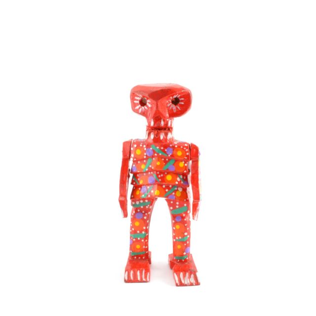 Handmade Hand-Carved Fair Trade Wood Skeleton Statue Figurine Hand Painted Designs from Guatemala