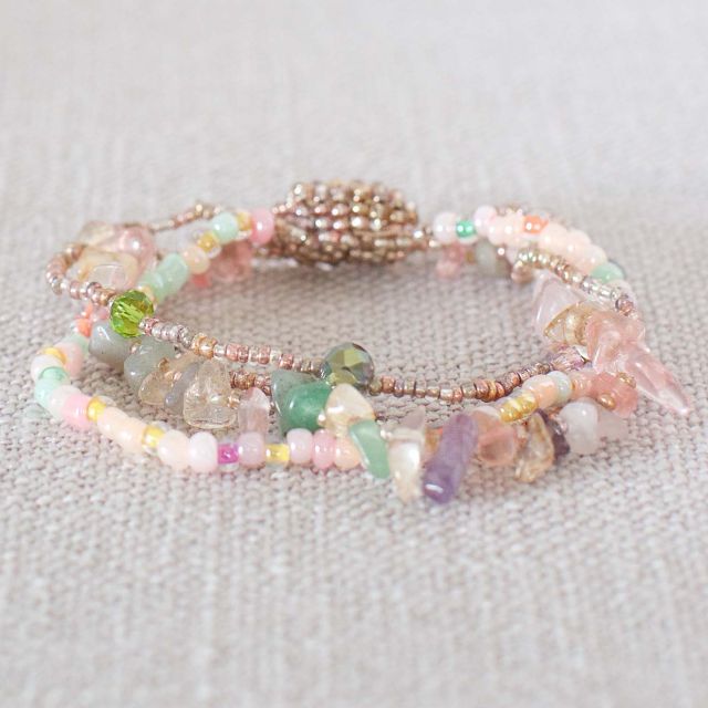 Fair Trade Handmade Guatemalan Small Rock Candy Magnetic Bracelet