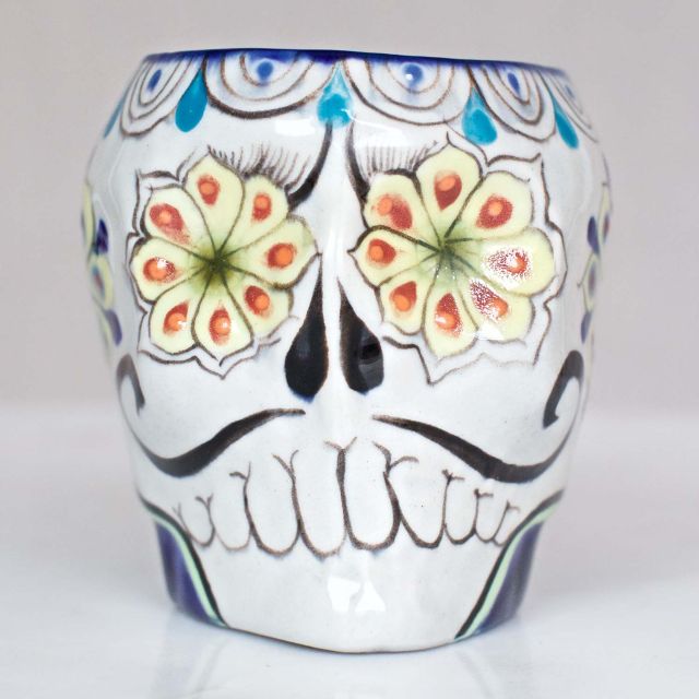 Lucia's Imports Wholesale Handmade Fair Trade Guatemalan Ceramic Sugar Skull Skeleton Mugs