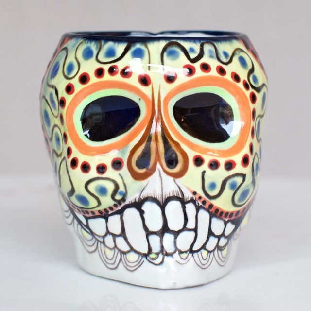 Lucia's Imports Wholesale Handmade Fair Trade Guatemalan Ceramic Sugar Skull Skeleton Mugs