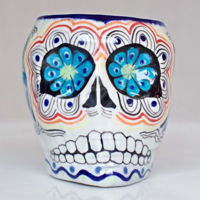 Lucia's Imports Wholesale Handmade Fair Trade Guatemalan Ceramic Sugar Skull Skeleton Mugs