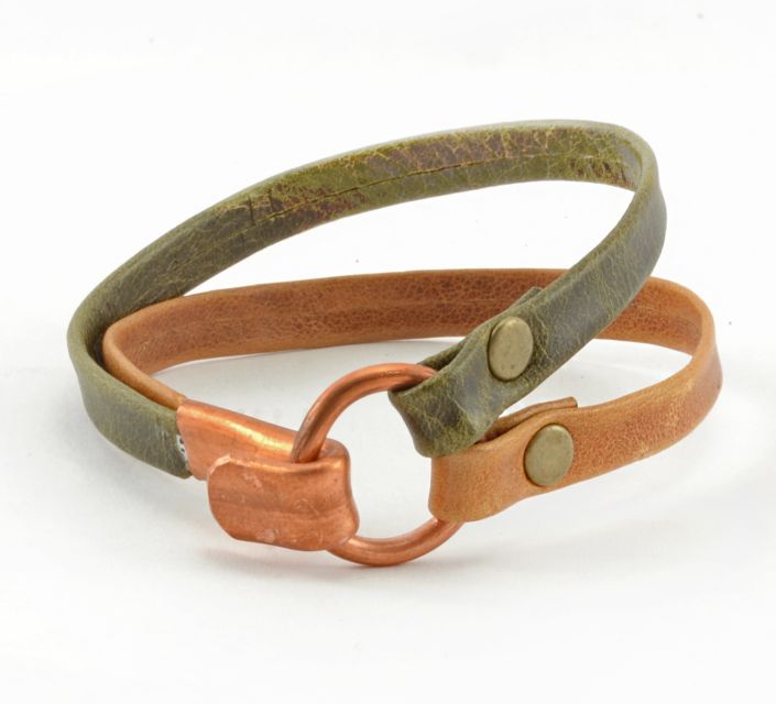 Lucia's Imports Guatemalan Handmade Fair Trade Leather Copper Clasp Bracelet