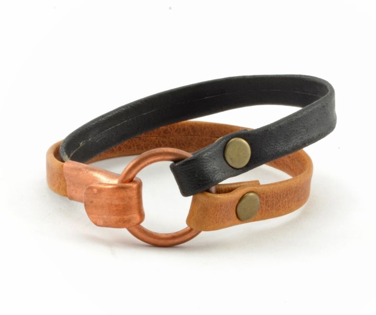 Lucia's Imports Guatemalan Handmade Fair Trade Leather Copper Clasp Bracelet