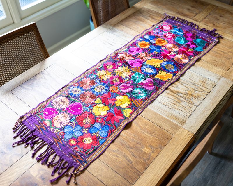 Floral fiesta table runner medium fair trade handmade guatemala