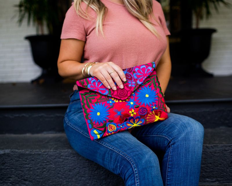 Fiesta Clutch, Women, Empower, Fair Trade, Handmade, Floral, Colorful, Bright, Handbag, Cosmetic, Shoulder Bag, Guatemalan, Purse